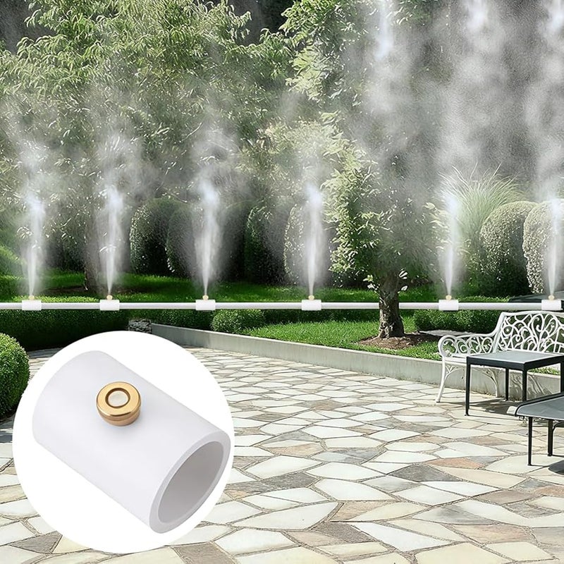 فوهات رش من النحاس والبولي فينيل كلوريد 10 قطع، خيط قياسي 1/2 بوصة لتبريد حديقة الفناء - Image 3